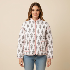 The Elowen Floral Quilted Jacket by Neesala Luxe