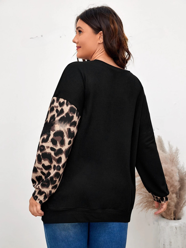 LUNE Sweatshirt mit Leopardenmuster und Farbblockdesign