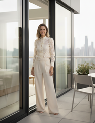 The Celeste Hollow-Out Detail Shirt by Neesala Luxe