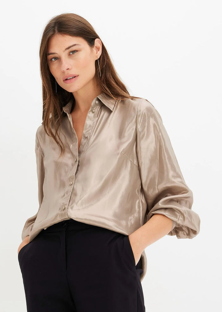 shiny satin shirt blouse