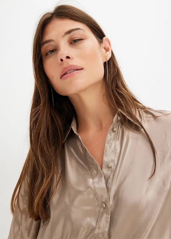 shiny satin shirt blouse