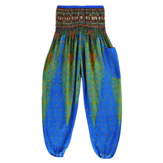 Peacock Yoga Pants - Thai Lantern Style Trousers