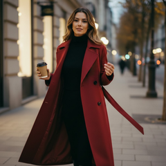 The Clara Wool Blend Long Coat by Neesala Luxe