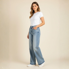 The Emilia High-Waisted Wide-Leg Jeans by Neesala Luxe