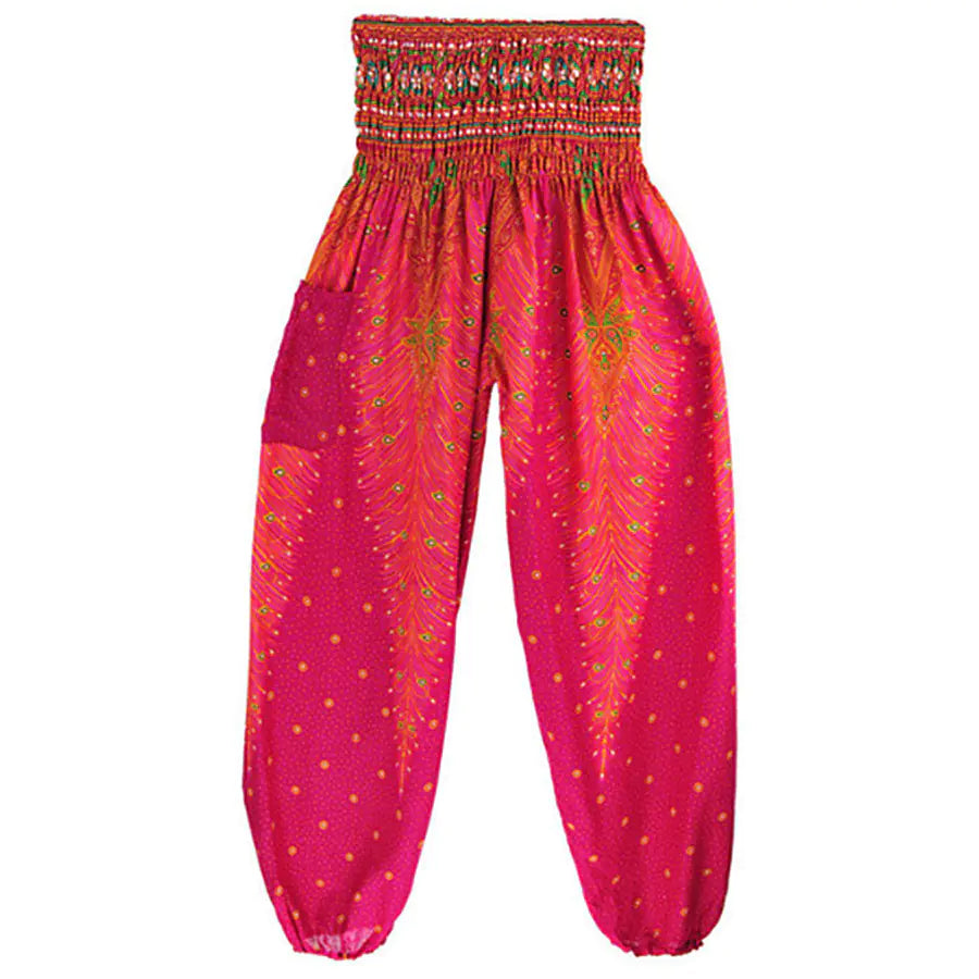 Peacock Yoga Pants - Thai Lantern Style Trousers
