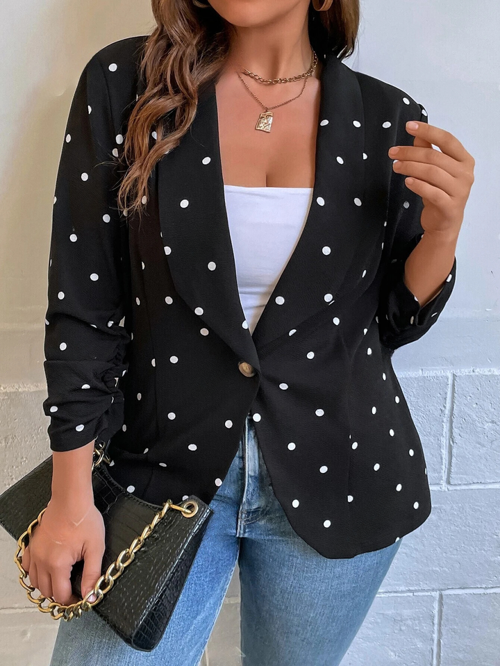 LUNE Plus Size Blazer mit gerafften Ärmeln und Punkten