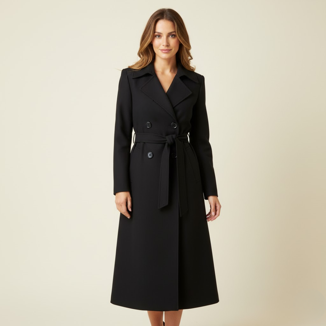 The Clara Wool Blend Long Coat by Neesala Luxe