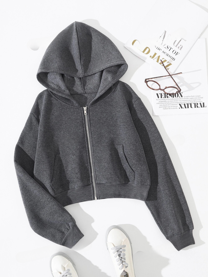 EZwear Damen-Sweatshirt mit Taschen-Reißverschluss, schlicht, lässig