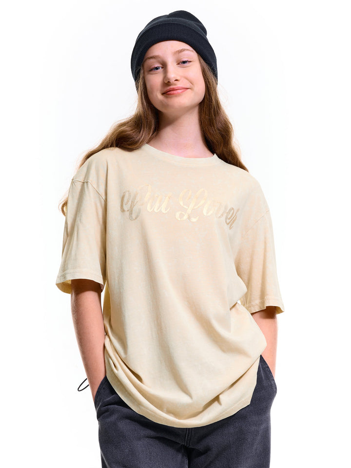 Oversize-T-Shirt aus Baumwolle mit der Aufschrift „Girls