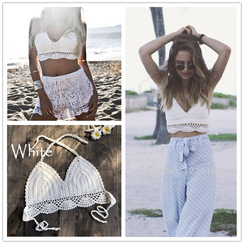 Lace Flower Cami Top with Cropped Design