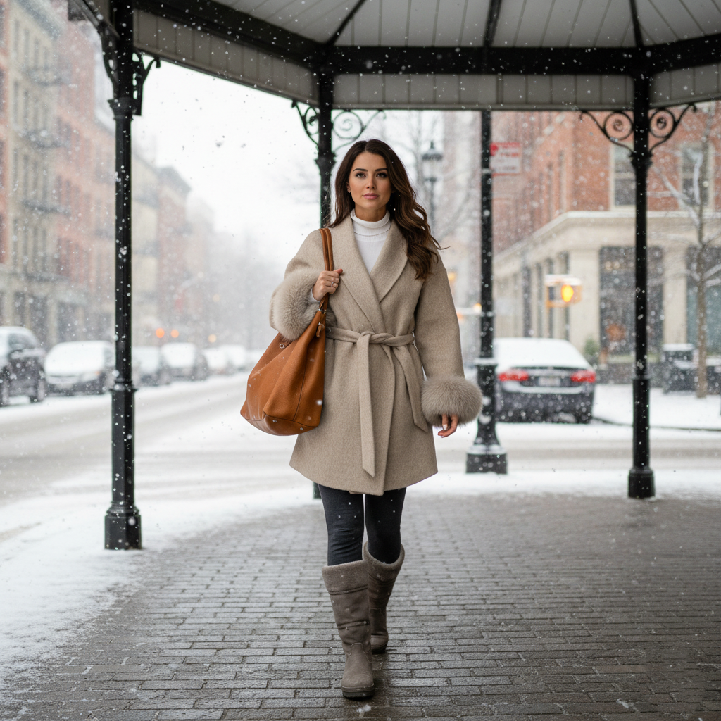 The Lace-Up Elegant Wool Short Coat by Neesala Luxe