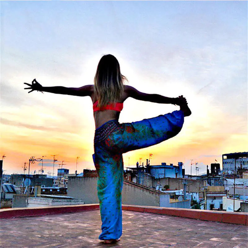 Peacock Yoga Pants - Thai Lantern Style Trousers