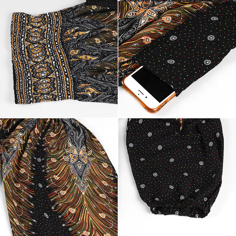 Peacock Yoga Pants - Thai Lantern Style Trousers