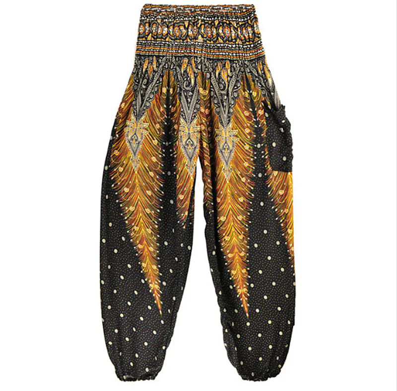 Peacock Yoga Pants - Thai Lantern Style Trousers