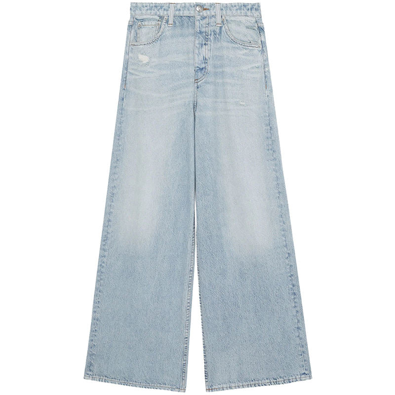 Low Waist Breathable Light Blue Destroyed Jeans – Distressed Denim for Women