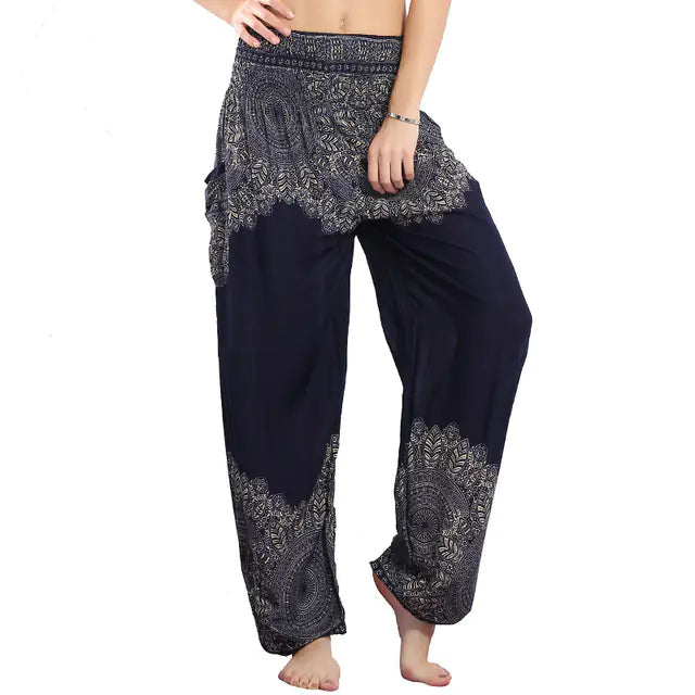 Peacock Yoga Pants - Thai Lantern Style Trousers