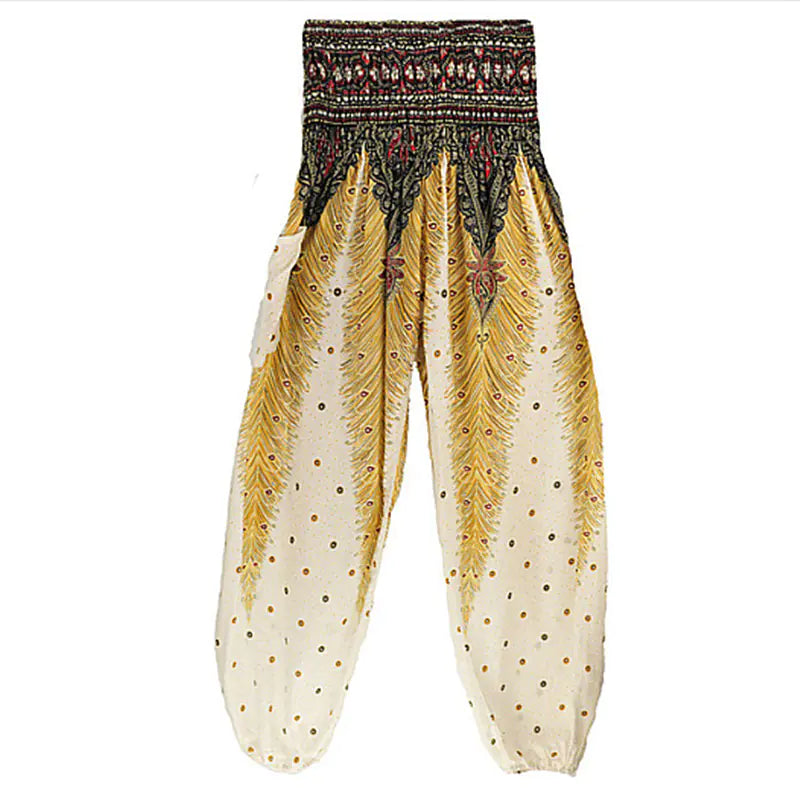 Peacock Yoga Pants - Thai Lantern Style Trousers