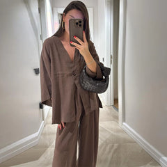 The Elina V-Neck Suit by Neesala Luxe