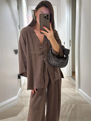 The Elina V-Neck Suit by Neesala Luxe