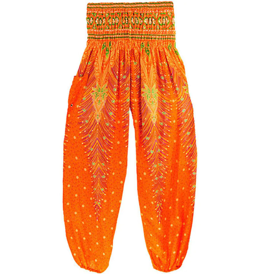 Peacock Yoga Pants - Thai Lantern Style Trousers