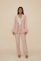 The Pink Feather Blazer Suit by Neesala Luxe