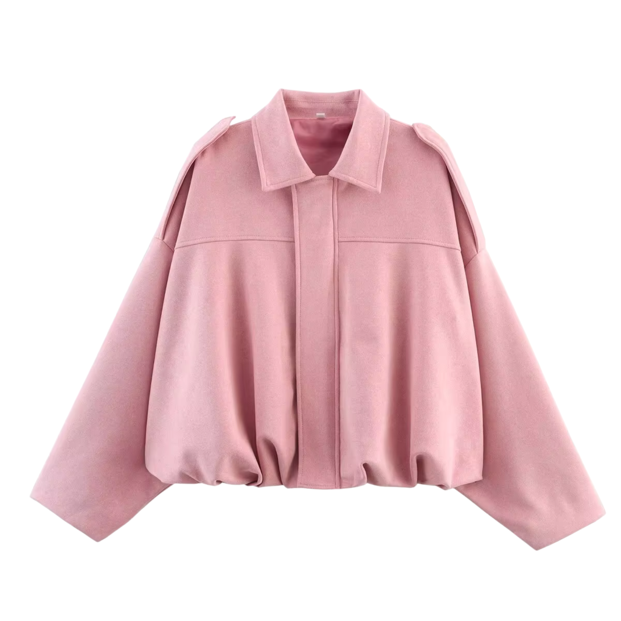 PB&ZA Women 2025 Spring New Chic Fashion Suede Bomber Jacket with Lapel Coat – Vintage Long Sleeve Female Outerwear