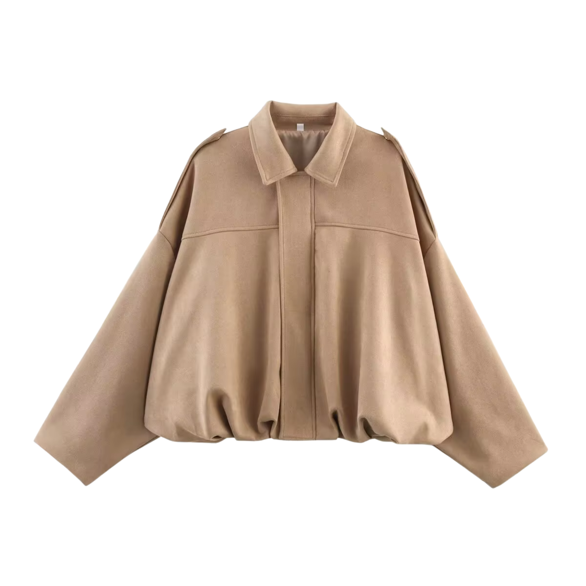 PB&ZA Women 2025 Spring New Chic Fashion Suede Bomber Jacket with Lapel Coat – Vintage Long Sleeve Female Outerwear