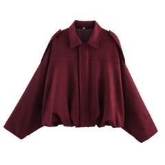 PB&ZA Women 2025 Spring New Chic Fashion Suede Bomber Jacket with Lapel Coat – Vintage Long Sleeve Female Outerwear