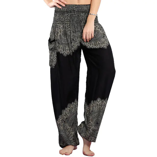 Peacock Yoga Pants - Thai Lantern Style Trousers