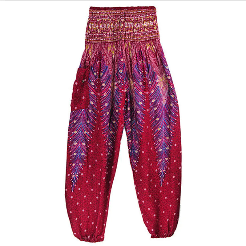Peacock Yoga Pants - Thai Lantern Style Trousers