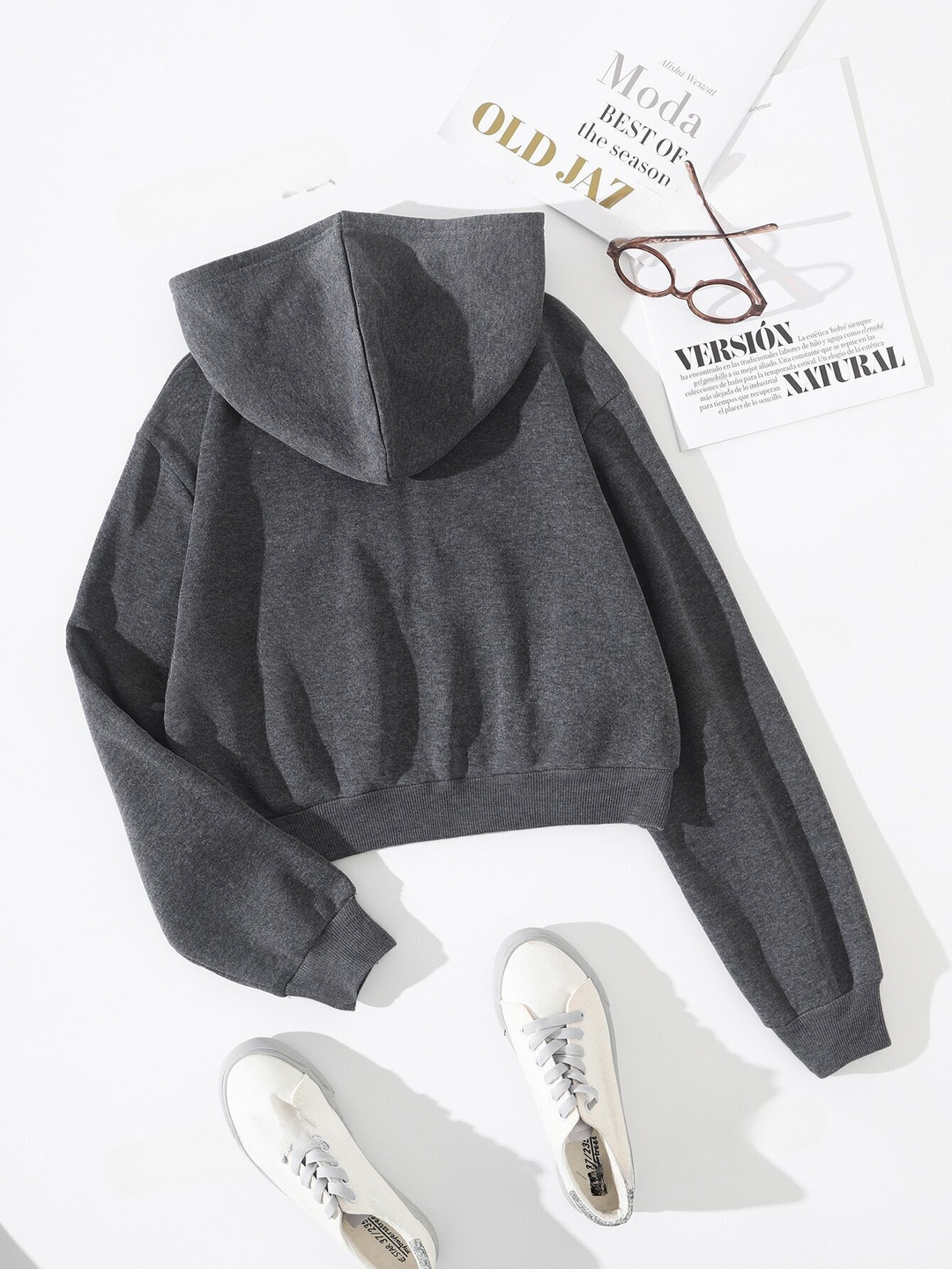 EZwear Damen-Sweatshirt mit Taschen-Reißverschluss, schlicht, lässig