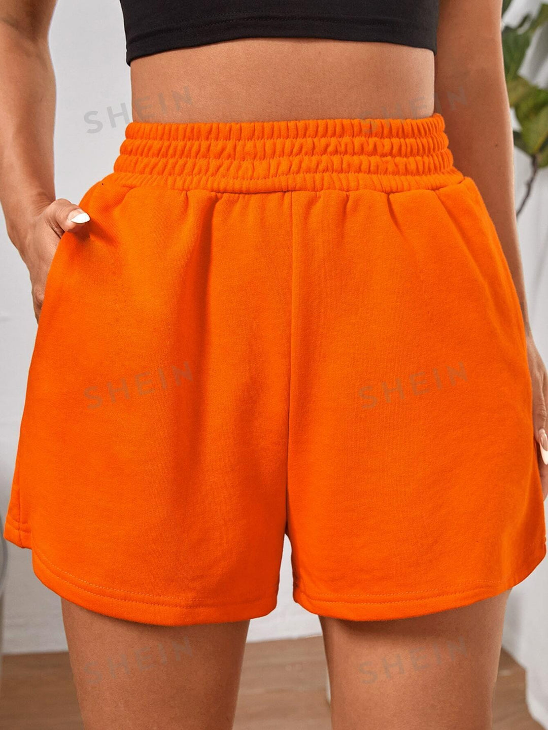 SHEIN EZwear Neon-Shorts mit elastischer Taille