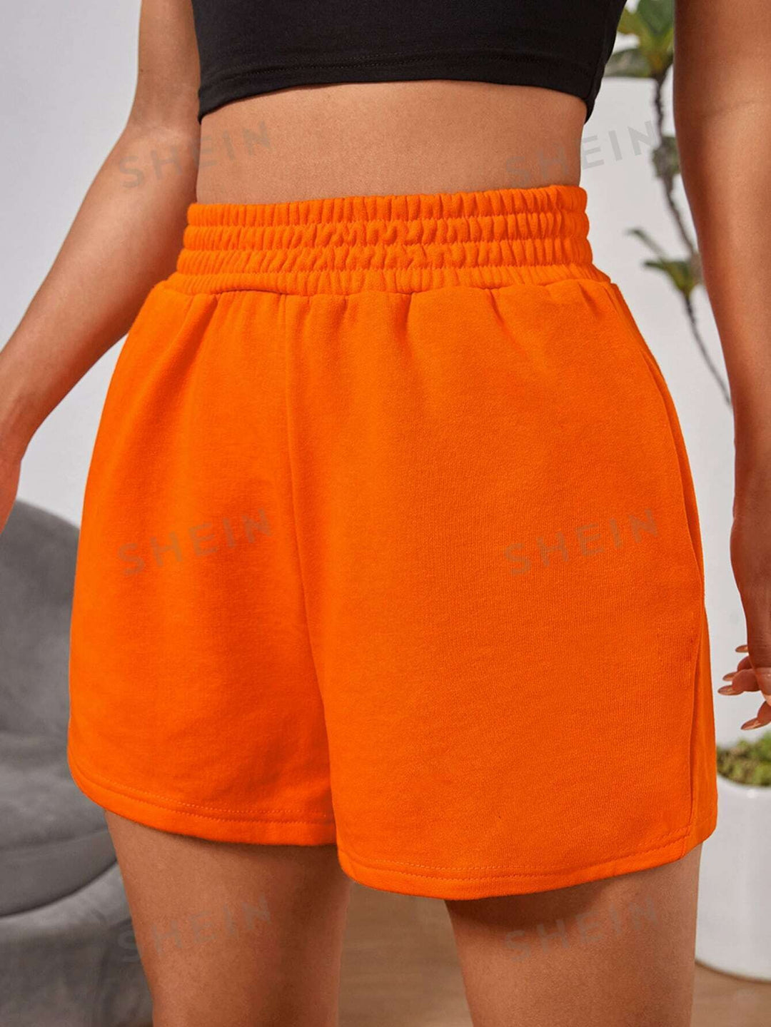 SHEIN EZwear Neon-Shorts mit elastischer Taille