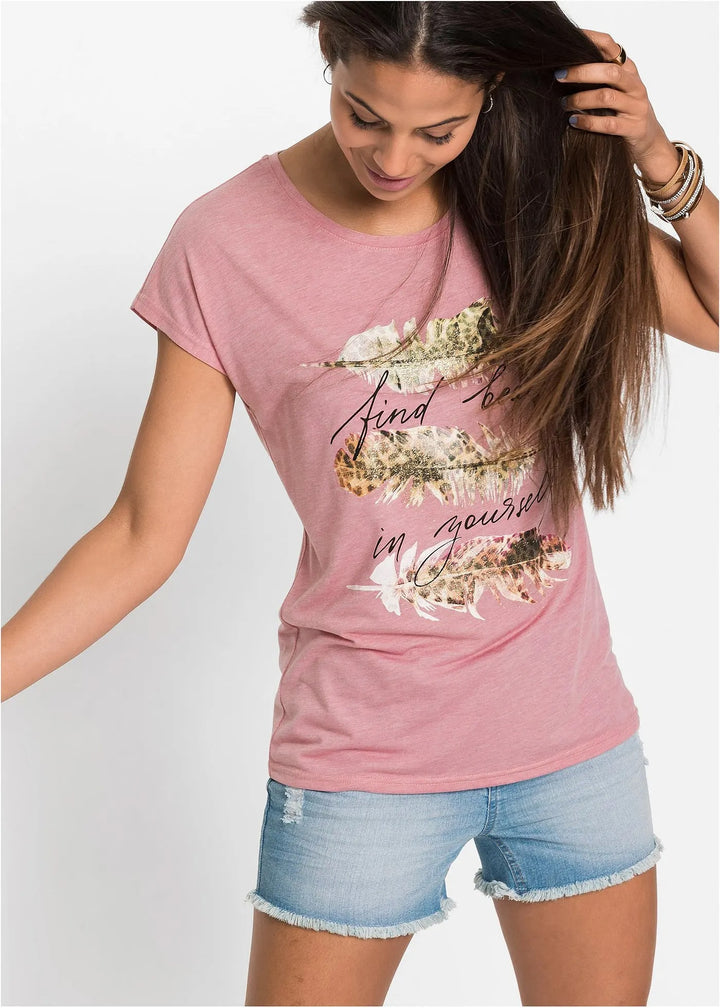 T-Shirt mit Glitzer-Print