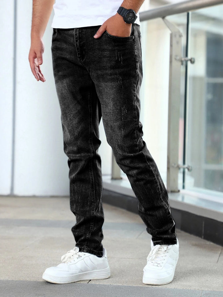 Herren-Jeans mit geradem Bein und Cat-Scratch-Muster