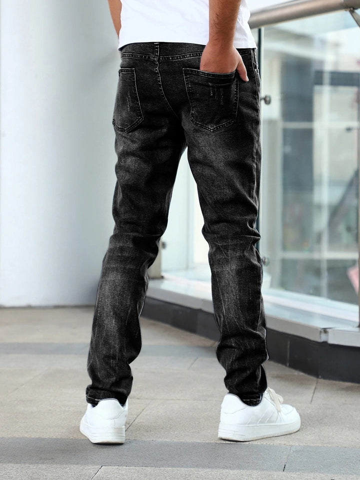 Herren-Jeans mit geradem Bein und Cat-Scratch-Muster