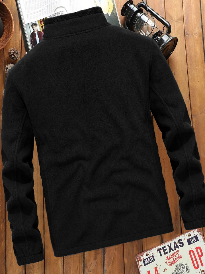 Homme Herren Fleecejacke mit Flickendetails und Teddyfutter