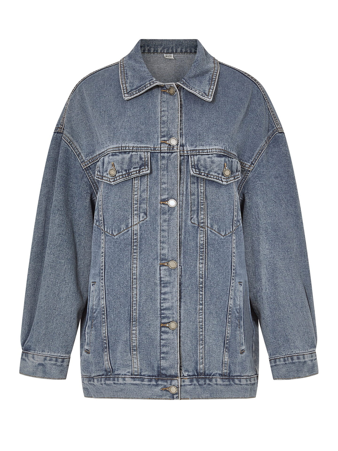 Long denim jacket in blue