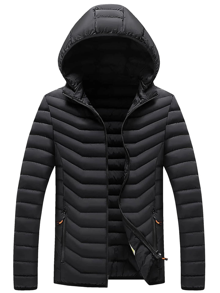 Herren Winter Casual Style Steppmantel mit abnehmbarer Kapuze und Reißverschluss