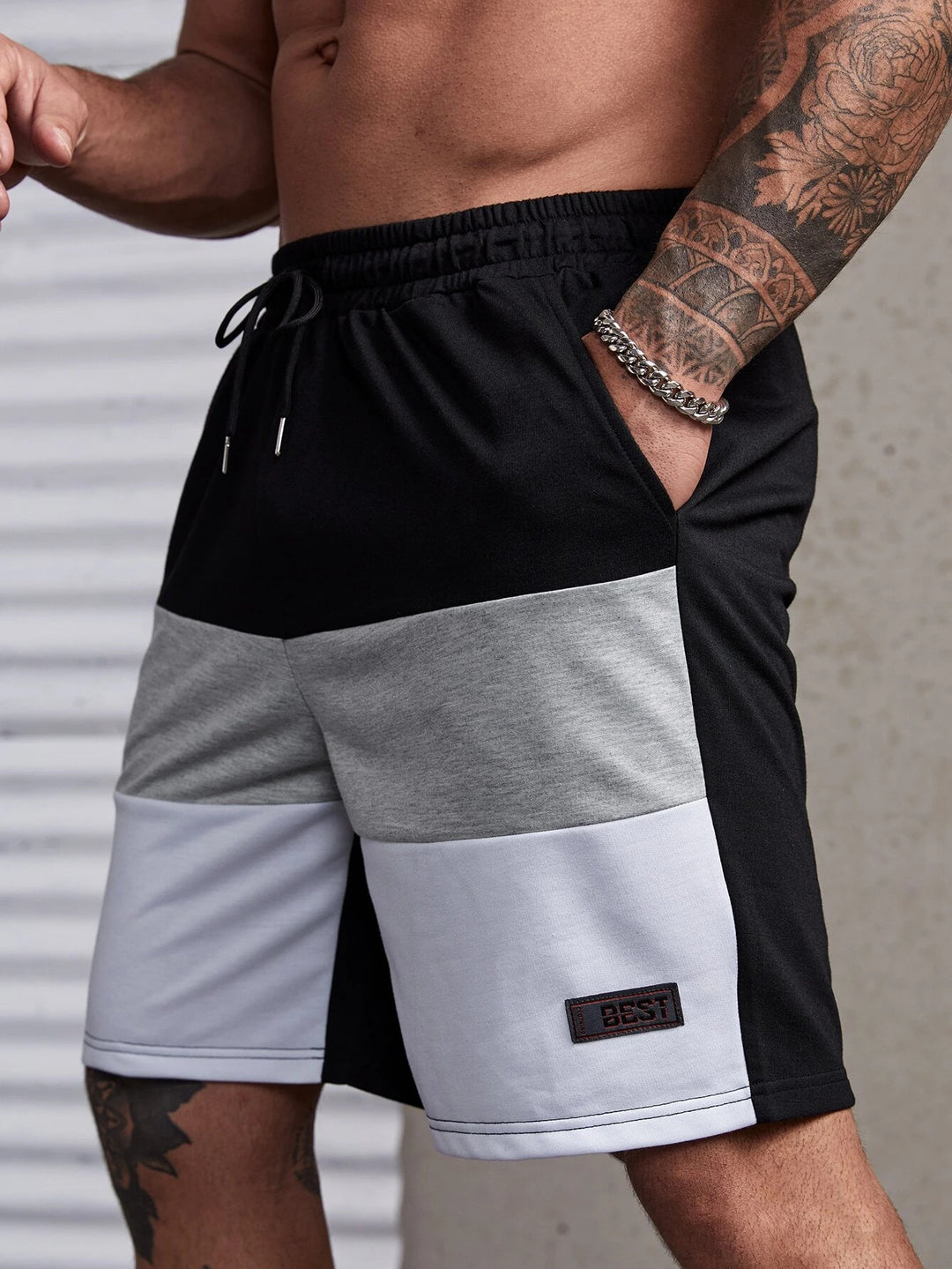 Shorts mit Farbblockdesign und Kordelzug in der Taille für Herren