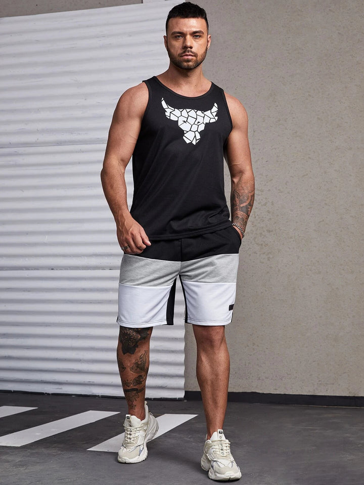 Shorts mit Farbblockdesign und Kordelzug in der Taille für Herren