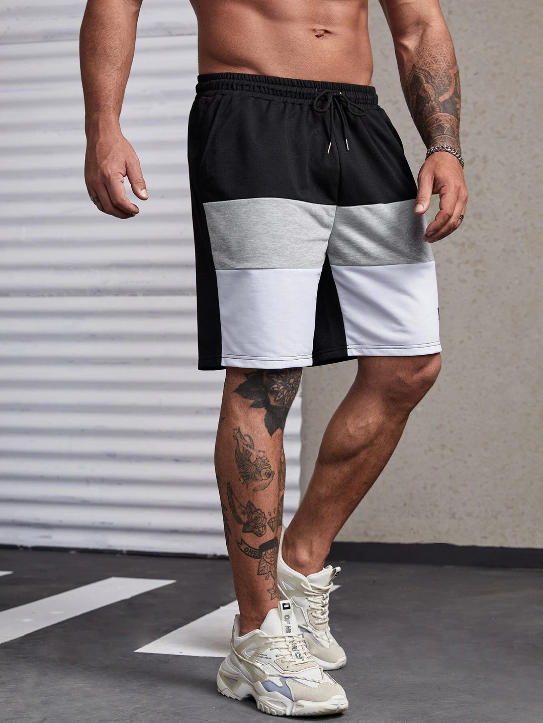 Shorts mit Farbblockdesign und Kordelzug in der Taille für Herren