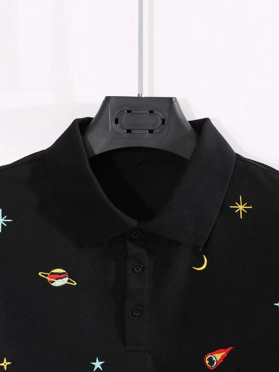 Poloshirt mit Galaxy-Stickerei für Herren