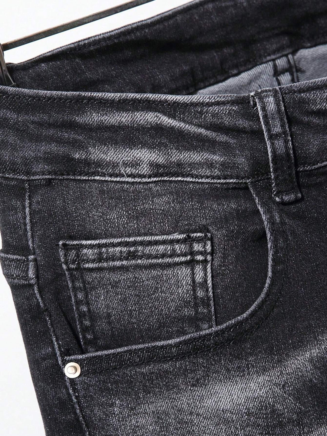 LEGND Herren Jeans mit zerrissener Baumwolle und Cat Whisker-Muster