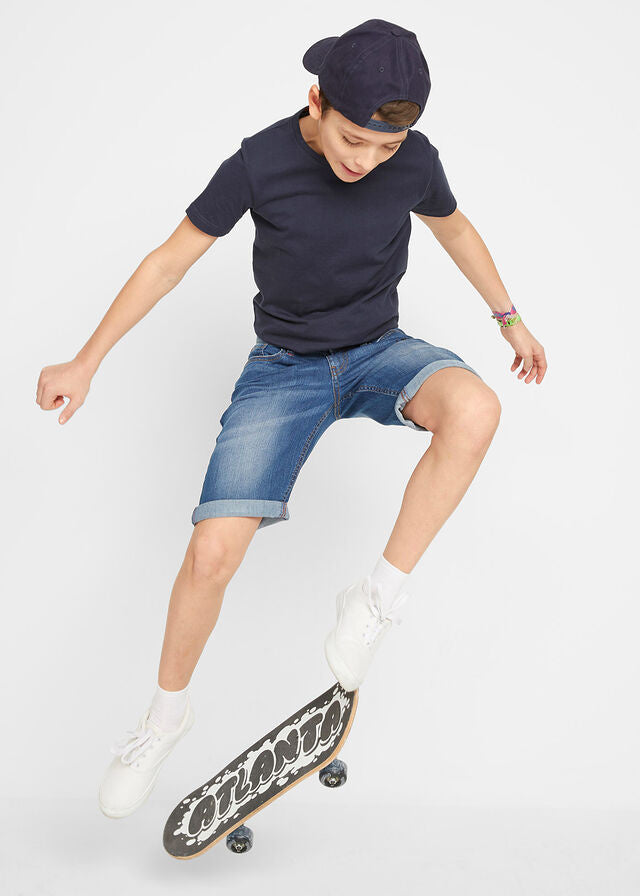 Flexible Jeansshorts für Kinder, Slim Fit