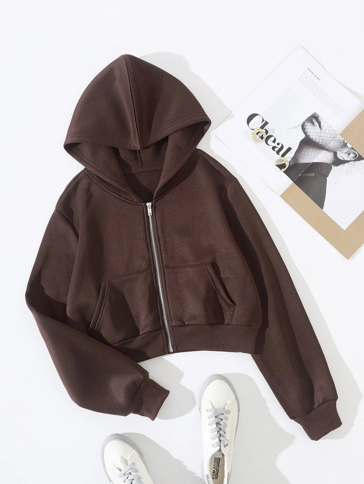 EZwear Crop Hoodie mit Reißverschluss, Thermofutter