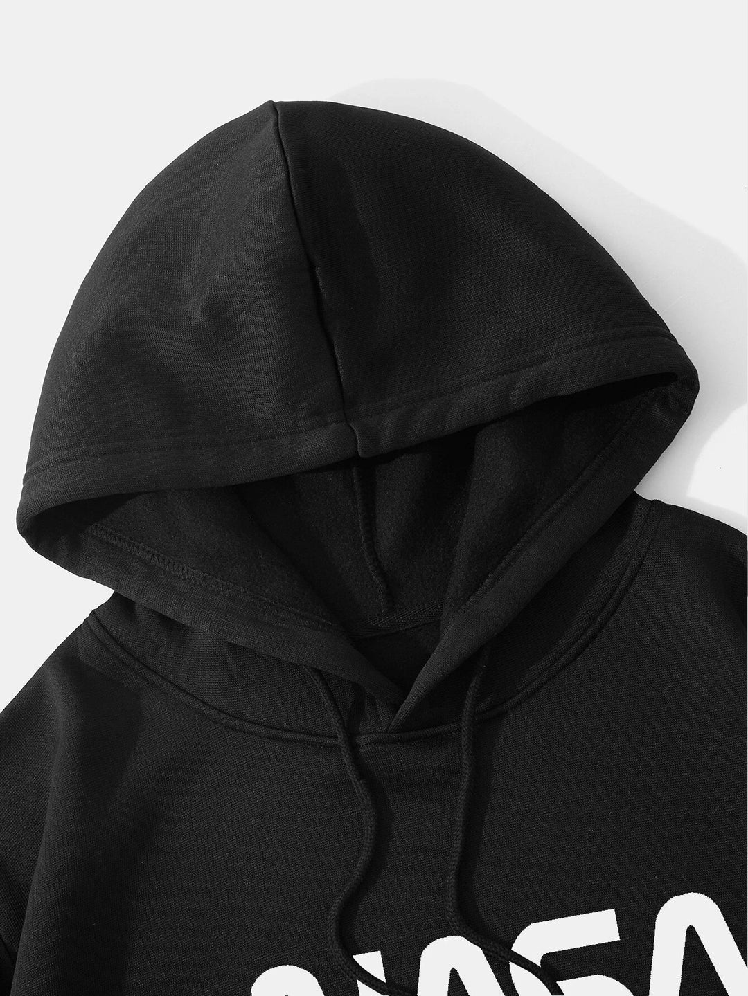 EZwear Kurzer Hoodie mit Buchstabengrafik, überschnittene Schultern und Kordelzug