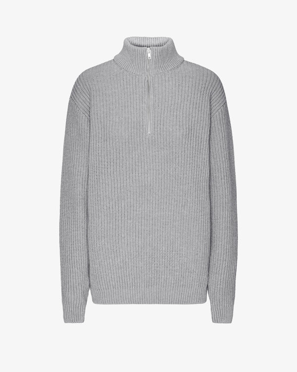 Merino Quarter Zip - Grau meliert