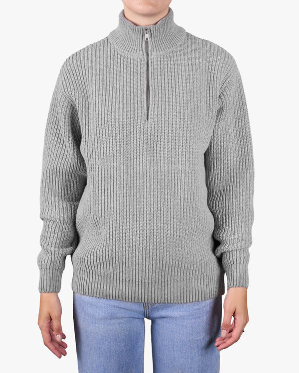 Merino Quarter Zip - Grau meliert