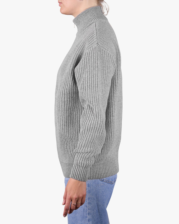 Merino Quarter Zip - Grau meliert